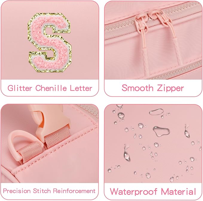 Initial Insulated Lunch Bag for Girls Kids, Back to School Gift, Reusable Leak-proof Lunch Box with Adjustable Strap for School Daycare Travel Picnic (Pink,S)