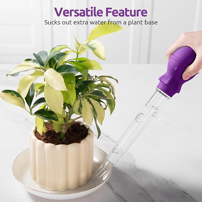 U-Taste 1.5oz Angled Turkey Baster - 228.2ºF Heat Resistant Food Grade Tritan and Silicone Large Octopus Bulb Baster Set with Cleaning Brush for Cooking Basting Meat Poultry Beef Chicken (Purple)