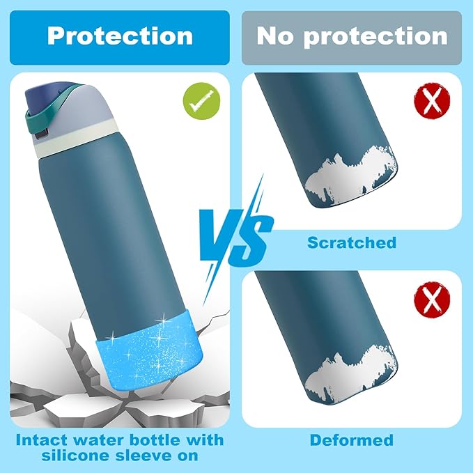 2 PCS Glitter Silicone Boot for Owala Water Bottle, Anti-Slip Protective Sleeve for FreeSip/Twist/Flip Stainless Steel Water Bottles Accessories