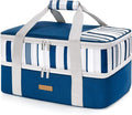 LUNCIA Double Decker Insulated Casserole Carrier for Hot or Cold Food, Lasagna Holder Tote for Potluck Parties/Picnic/Cookouts, Fits 9"x13" Baking Dish, Blue