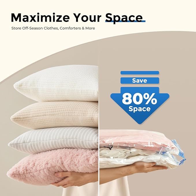 ETENWOLF 20 Pack Vacuum Storage Bags, Vacuum Seal Bags for Clothes and Travel, Space Saver Bags in Multiple Carry-On Sizes, Perfect for Luggage and Suitcases