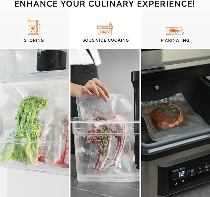 [2024 Q4] 11" x 16" Vacuum Sealer Bags, 100 Count-Ideal for Food Storage, Sous Vide, and Meal Prep, Keep Food Fresh and Nutrients, Wevac Lite