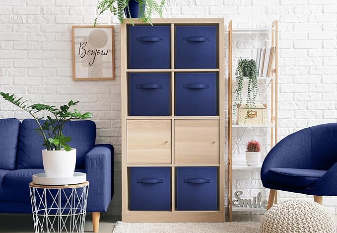 Sorbus Fabric Storage Cubes - 6 Foldable Storage Bins for Organizing Pantry, Cubbies, Toy Box - Clothes Storage & Closet Organizer - 13 Inch Collapsible Cube Baskets for Shelves with Handle