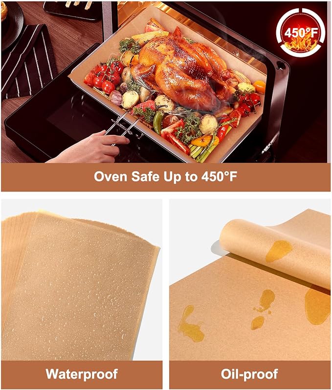 Parchment Paper Baking Sheets, 12 x 16 Inch, 200Pcs Precut Non-Stick Baking Parchment Sheets for Baking, Cooking, Grilling, Air Fryer and Steaming, Holiday Unbleached Paper Liners Fits for Half Sheets