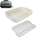 Non-Stick Griddle Pan and Roasting Rack for Ninja FG551/DG551 Smart XL 6-in-1 Indoor Grill, Upgraded Ceramic Flat Top Griddle & Stainless Steel Grill Steamer Rack for Ninja Air Fryer Accessories,White