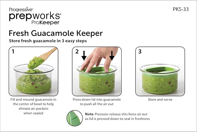 ProKeeper Fresh Guacamole Plastic Kitchen Storage Container with Airtight Lid (Green), for Guacamole and Food Storage