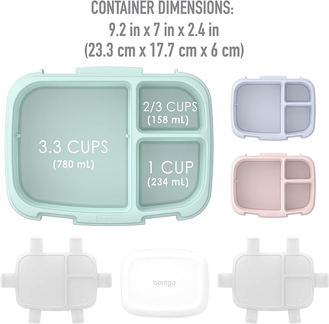 Bentgo Fresh 3-Pack Meal Prep Lunch Box Set - Reusable 3-Compartment Containers for Meal Prepping, Healthy Eating On-the-Go, and Balanced Portion-Control - BPA-Free, Microwave & Dishwasher Safe
