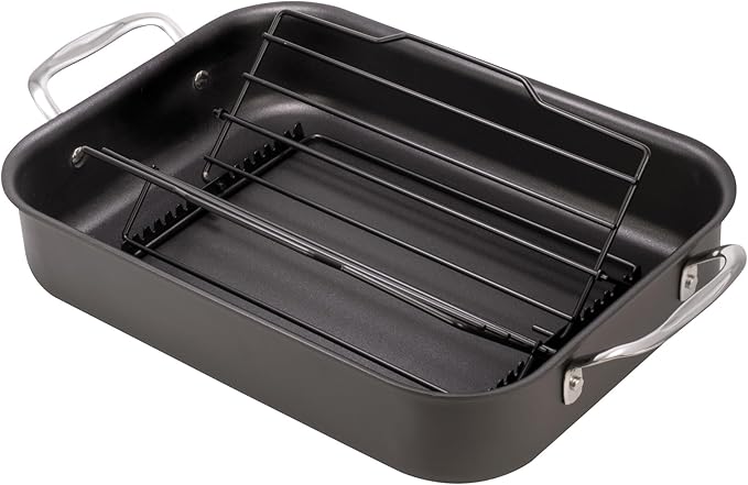 HIC Kitchen Roasting Adjustable Baking Rack, Nonstick-Coated Steel, Adjusts to 7 Different Positions, 11.5 x 10.5 x 0.5-Inches