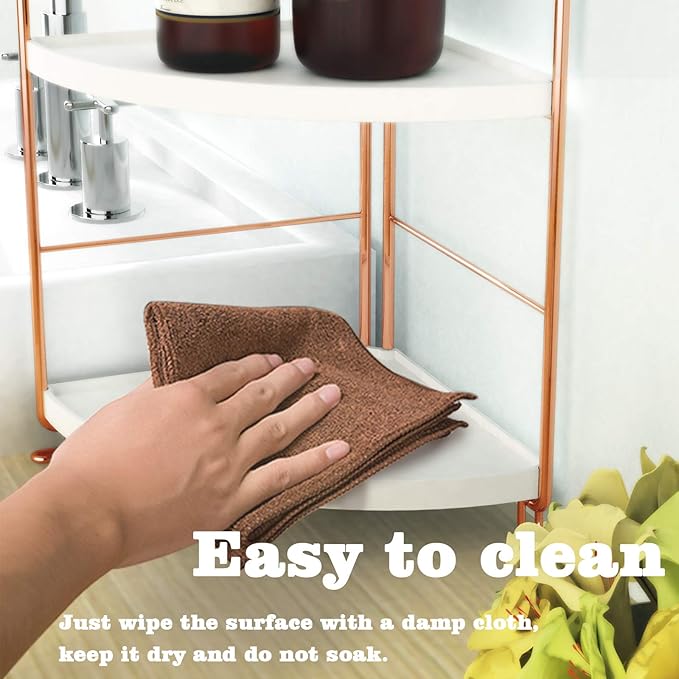 2-Tier Bathroom Countertop Organizer - Vanity Tray Cosmetic & Makeup Storage- Kitchen Spice Rack Standing Shelf - Corner Storage Shelf, Rose Gold