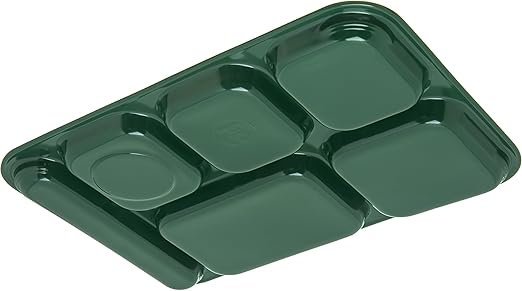 Carlisle FoodService Products Right Hand 6-Compartment Melamine Tray 14.5" x 10" - Forest Green, Length: 14.5