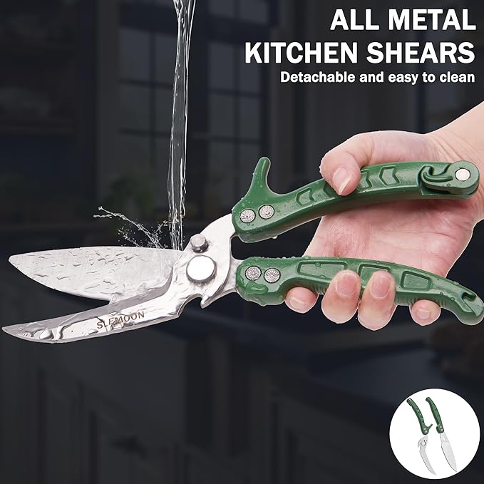 Kitchen Shears Heavy Duty Poultry Shears Meat Cutting Dishwasher Safe and Stainless Food Kitchen Scissors for Chicken Turkey Thanksgiving,Green