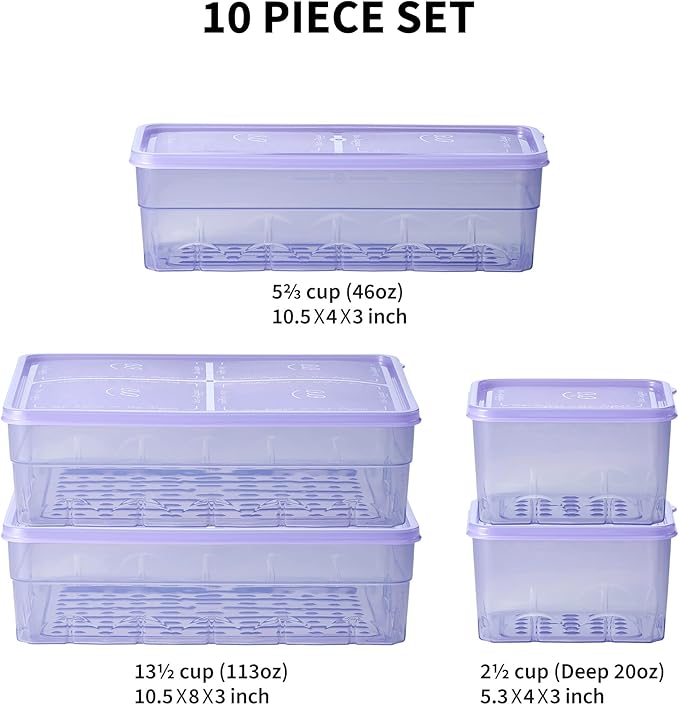 Freezer Storage Containers, 10 Pcs Assorted Containers with Lids Value Pack│Flexible even when frozen│Freezer safe│Anti-freezer burn│BPA-free│Stackable│Made in Korea