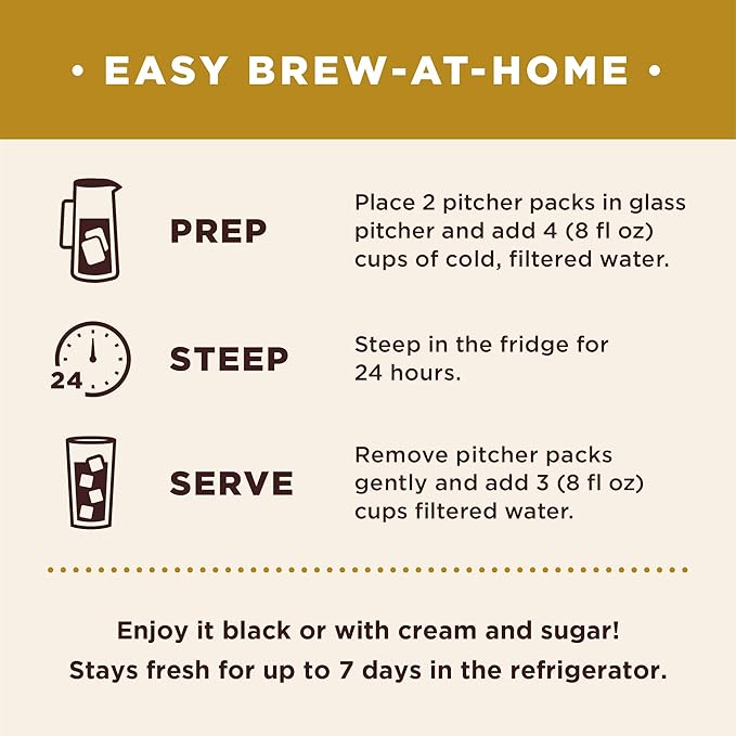 Don Francisco's Organic Cold Brew Coffee Pitcher Packs, 8 Count – Easy At-Home Prep – Smooth, Rich, Chocolate Notes – Medium-Dark Roast, 100% Arabica – Makes 4 Pitchers (24 Servings)