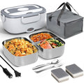 Heated Lunch Box for Men&Women - 80W Electric Lunch Box for Adults with Dual 1.5L 304 Stainless Steel Containers Fast Heating Portable Food Warmer for Car&Truck lonchera eléctrica portátil