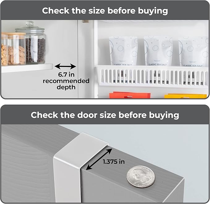 Smart Design Over-The-Door Organizer for Storage – Perfect for Pantry Organization, Bedroom, Bathroom Storage, Playroom, or Kitchen - Adjustable Steel Frame with 6 Baskets & Wall Mount – White