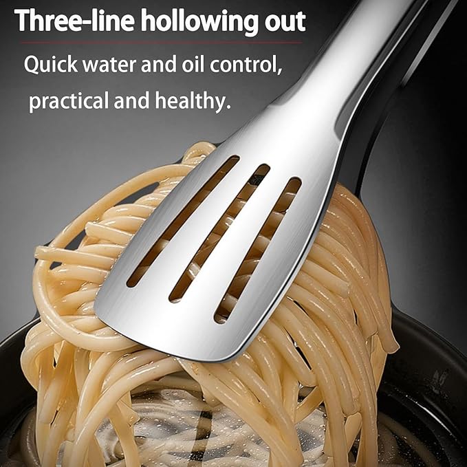 Stainless Steel Kitchen Tong Set - Anti-Slip Heat-Resistant Grip, Widened 3-Line Slotted Heads for Easy Clamping (Steaks, BBQ, Pasta, Salads), Easy Clean for Versatile Use Set of 3-6" 9" 11", Green