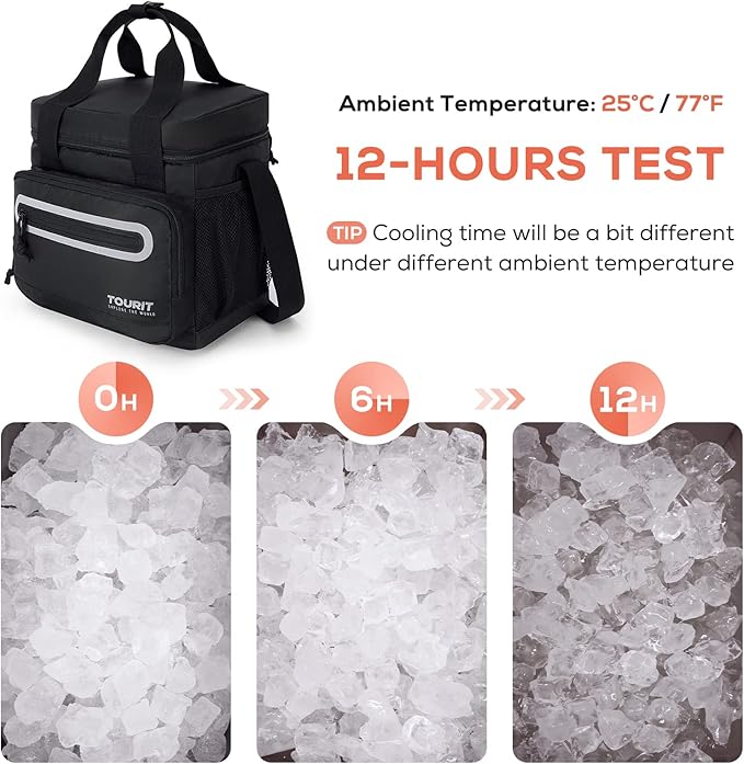 TOURIT Large Lunch Bag 14L Insulated Lunch Box Lunch Cooler for Men Women Work, Black