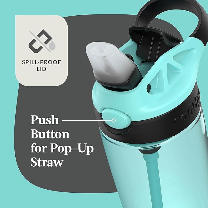 Contigo Aubrey Kids Dinos & Sharks Cleanable Water Bottle with Silicone Straw Spill-Proof Lid Dishwasher Safe 14oz 2-Pack (Pack of 4)