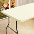homing Rectangle Table Cloth Cover, Waterproof Polyester Elastic Fitted Tablecloth, Fits for 8 Foot Folding Tables, Washable Table Protector for Picnic, Camping, Outdoor (Cream Yellow, 30" x 96")