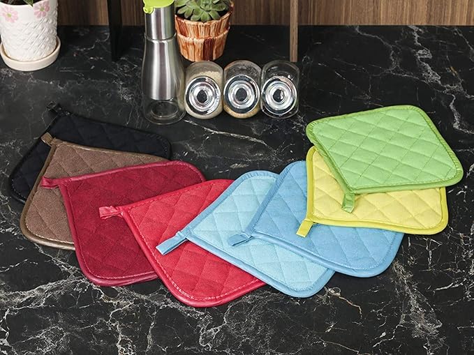 Pot Holders Cotton Made Machine Washable Heat Resistant Potholder, Pot Holder, Hot Pads, Trivet for Cooking and Baking (5, Red)