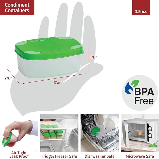 Reusable Airtight Containers 3 oz 8 Pack for Snacks, Baby/Toddler Puree, Condiments, Picnics, Food Prep, Lunch - Plastic Storage Containers, Dishwasher, Microwave, Freezer Safe, BPA Free