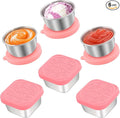 6 PCS Salad Dressing Container to Go,Handy Leakproof Stainless Steel Meal Prep Containers Reusable,Sauce Containers for Lunch Box, Picnics, Travel, Office and Kitchen Storage-1.6oz+2.7oz