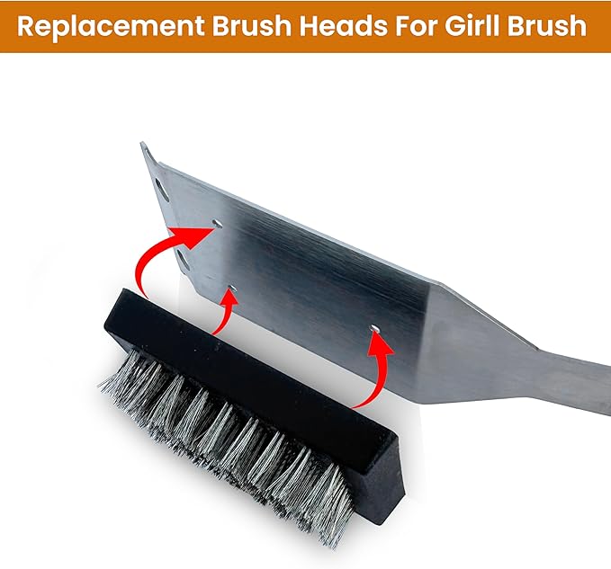 Wire Grill Brush & Scraper Replacement Head – Bristle Refill for BBQ Cleaning – Safe No Scratch Grill Cleaner– Heavy-Duty Barbecue Tool – Pack of 1