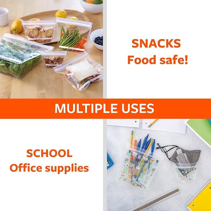 Full Circle ZipTuck Kids Reusable Plastic Food and Storage Bag, Lunch Set of 2, Monster
