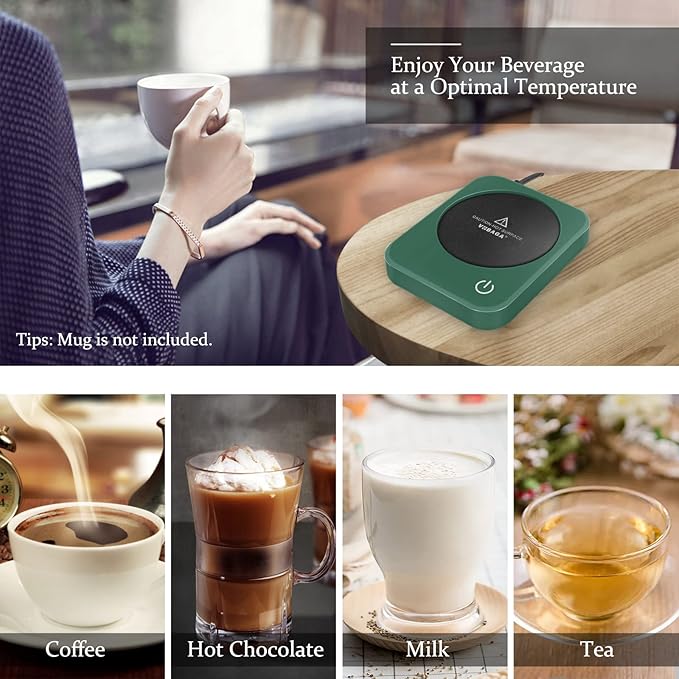 VOBAGA Coffee Mug Warmer for Desk with Auto Shut Off & 3-Temp Settings, Coffee Cup Warmer with Smart Safety Alert Home Office Accessory, Perfect for Coffee, Tea, Milk (No Mug)
