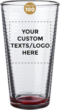 Custom Spiral Pint Glass 16 oz. Set of 100, Personalized Bulk Pack - Beer Glasses, Heavy Duty Drinkware - Red