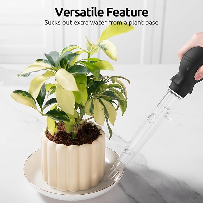 U-Taste 1.5oz Angled Turkey Baster - 228.2ºF Heat Resistant Food Grade Tritan and Silicone Large Octopus Bulb Baster Set with Cleaning Brush for Cooking Basting Meat Poultry Beef Chicken (Black)