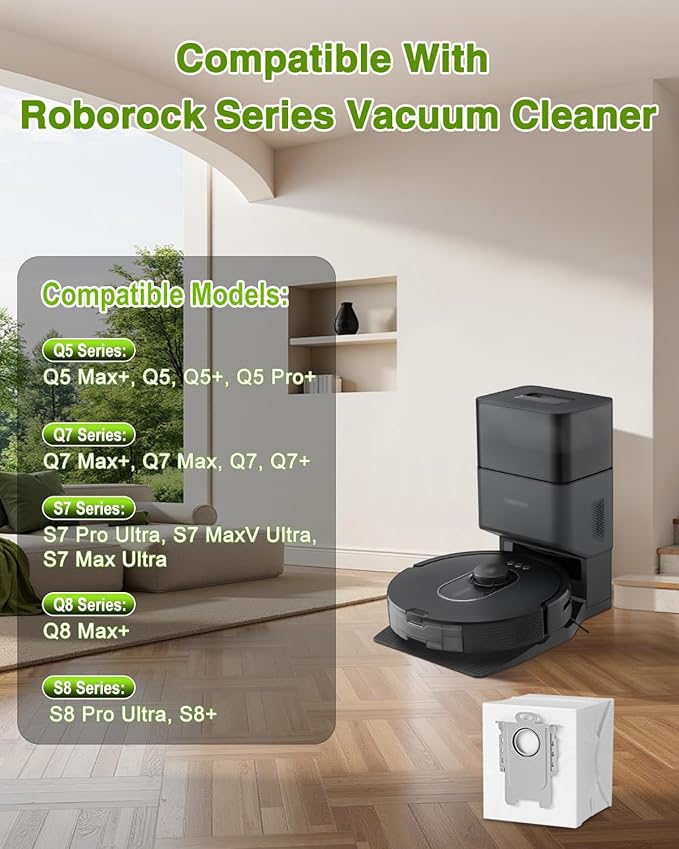 VBN 18 Packs Q5 Dust Bags for Roborock S8 Pro Ultra, S8+, Q7 Max+, Q5+, Q5 Max+, S7 Max Ultra,S7 Maxv Ultra and Q8 Max+ Q7 M5+, Q10 S5+, Q10 X5+ disposable vacuum bag replacement, 3.6L