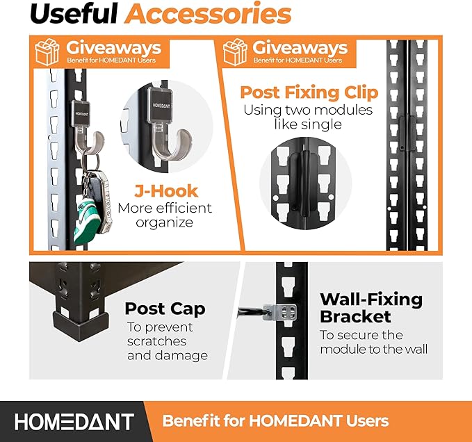 HOMEDANT 28"W x 12.3"D x 59.5"H 5-tier Boltless Metal Shelving Unit Adjustable Garage Storage Utility Rack Heavy Duty Shelves Organization Multipurpose Shelf Warehouse Kitchen Living Room pantry 4Pack