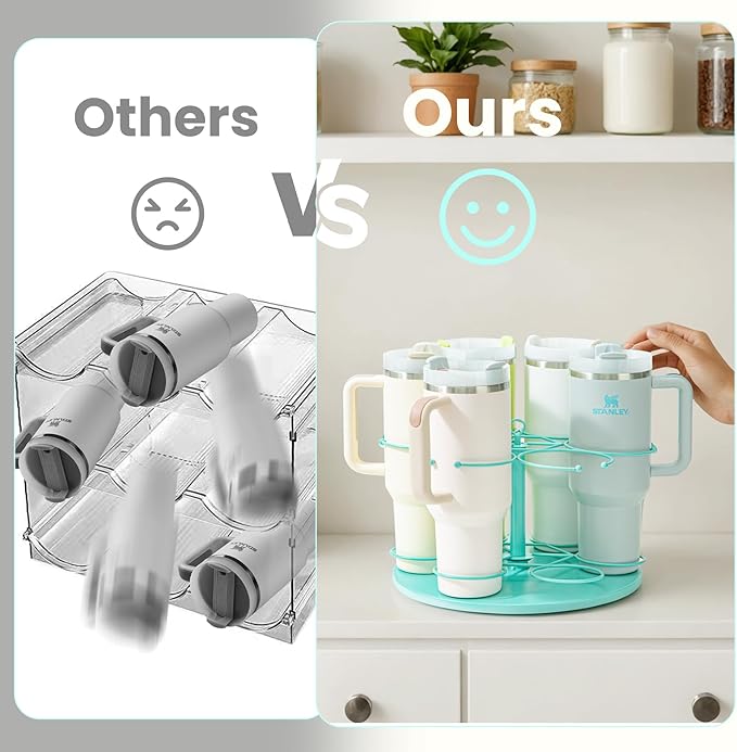 Upgraded Water Bottle Organizer for Stanley 40 oz/30 oz/20 oz,Rotating Stanley Cup Organizer Holder,Tumbler Holder Organizer, Easy to Install Kitchen Organizers and Storage for Stanley Cup Accessories