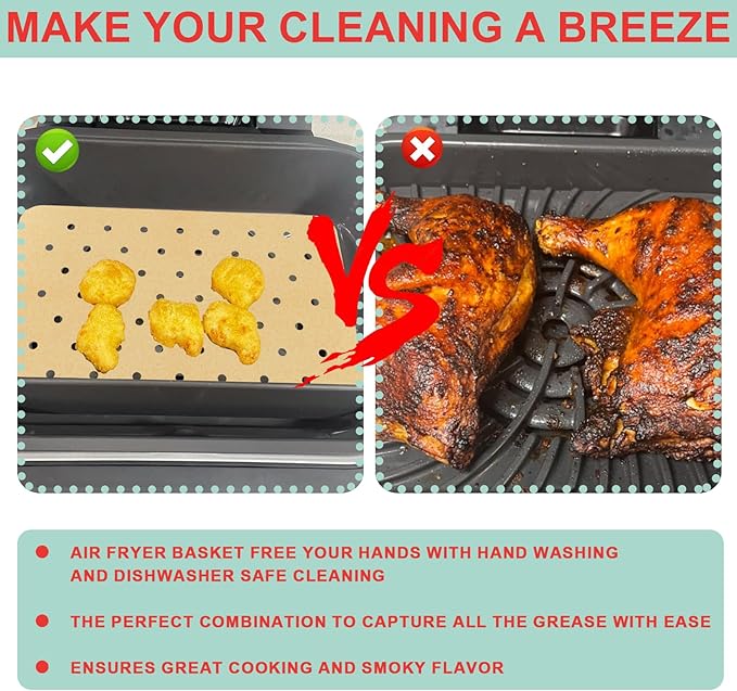 Grill Plate & Air Fryer Liners for Ninja FG551 Foodi Smart XL 6-in-1 Indoor Grill, Disposable Perforated Paper & Non-Stick Air Frying Griddle Pan for Ninja Air Fryer Accessories,14.2'' x 9.9''