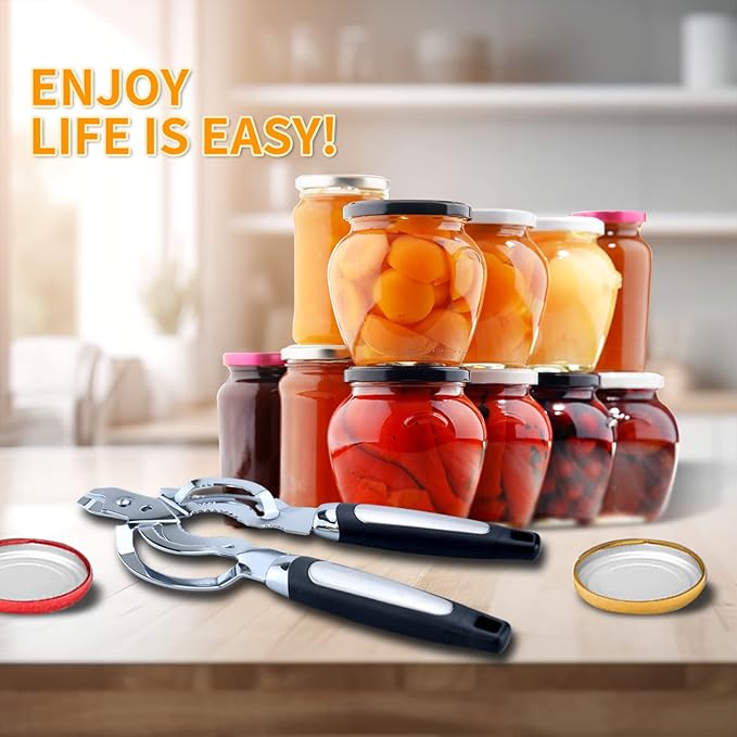 Jar Opener, Multi Jar Openers for Seniors, Stainless Steel Jar Lid Opener, Bottle Opener for Seniors with Arthritis, Weak Hands