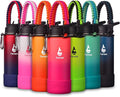 Farsea Insulated Water Bottle With Paracord Handle, Protective Silicone Boot and 2 Lids (Straw Lid & Spout Lid), Stainless Steel Water Bottle Wide Mouth, Double Wall Sweat-Proof BPA-Free, 18 oz