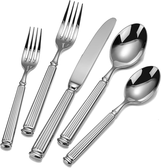 20-Piece 18/10 Stainless Steel Forged Flatware Set Heavy Duty Silverware for 4, Thick Handle, Ideal for Gift