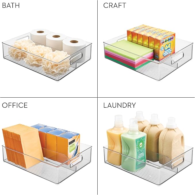 iDesign Divided Pantry Bin with Handles for Pantry, Refrigerator, or Freezer - Set of 6 - Clear