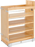 Rev-A-Shelf 11" Pull Out Storage Organizer for Base Kitchen/ Bathroom Cabinets w/ Soft-Close Full Extension Slides & Adjustable Shelves, 448-BCSC-11C