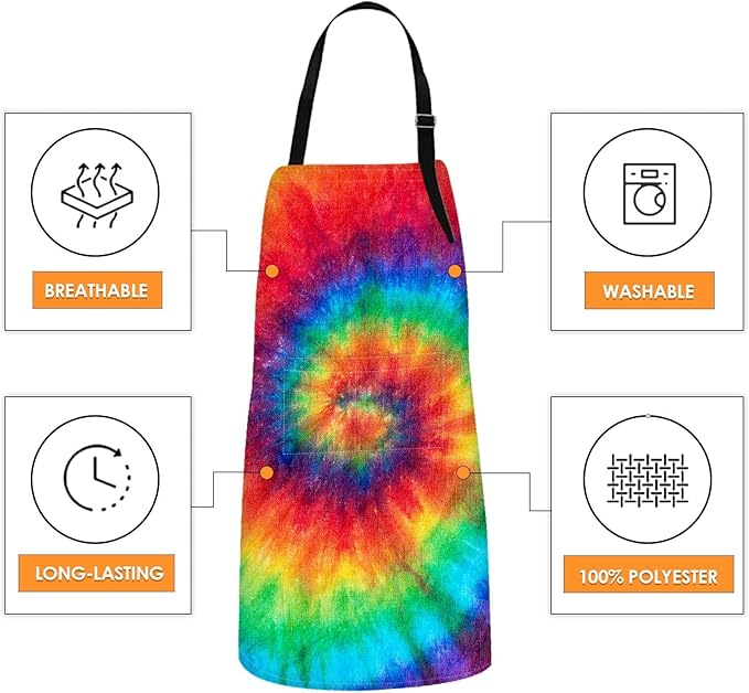 Britimes Apron Home Kitchen Cooking Baking Gardening for Women Men with Pockets Tie dye 32x28 inch