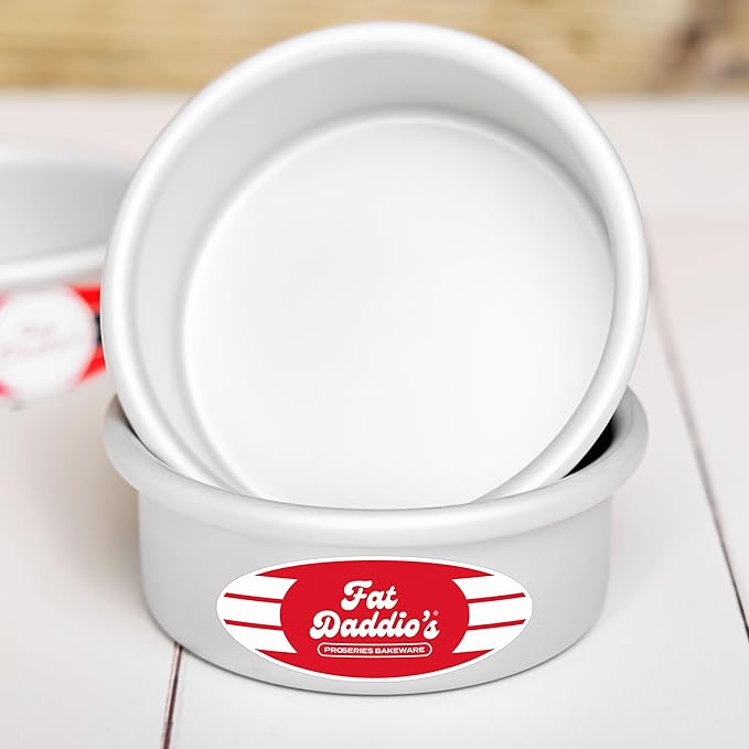 Fat Daddio's PRD-43CASE Anodized Aluminum Round Cake Pan, 4 x 3 inch, Set of 6