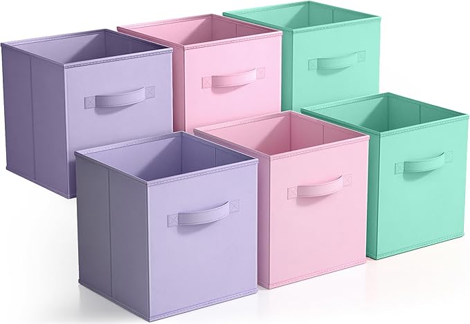 Sorbus Foldable Storage Cubes - 6 Pack, 11 Inch, Fabric, Foldable, Storage and Organization, Versatile Use, Collapsible Storage, Lightweight and Durable