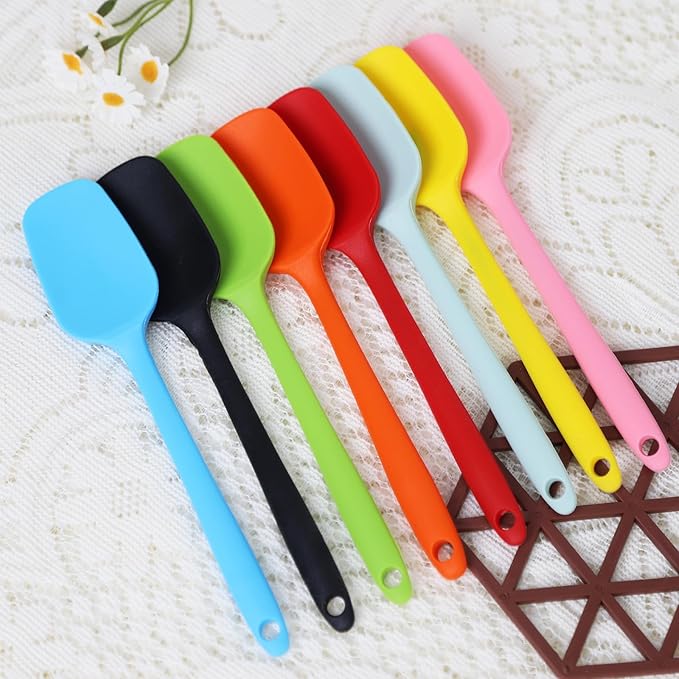 Silicone Spatulas Set of 8, 8.2 Inch Colorful Rubber Spoonulas, Heat Resistant Seamless Non-Stick Scrapers, Flexible Small Spatula Tools for Baking, Mixing, Cooking, Frying, Kitchen Use