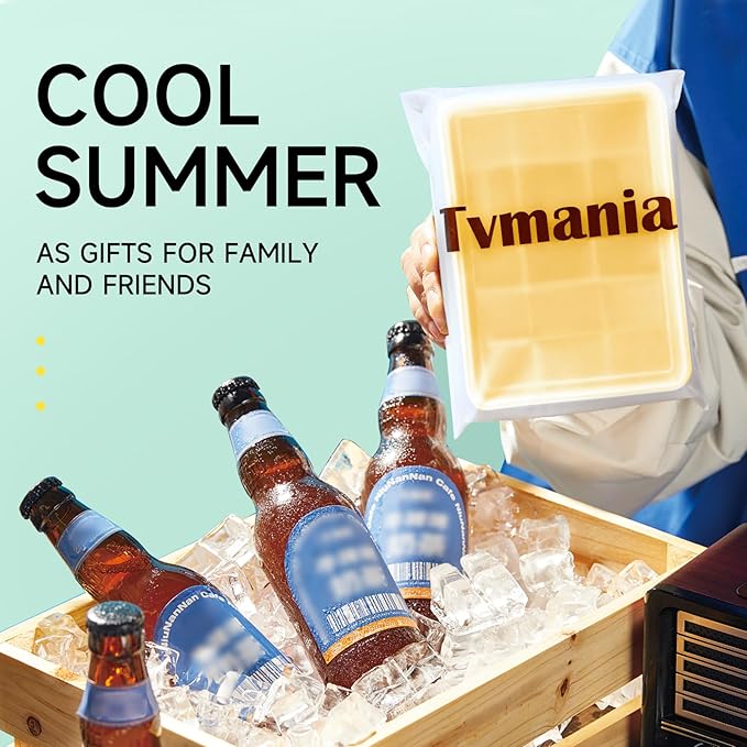 Tvmania Ice Cube Trays Set of 2, Easy Release 15 Flexible Silicone Ice Cube Molds with Removable Lid Reusable Freezer Ice Trays Stackable for Whiskey, Baby Food, BPA Free (yellow)