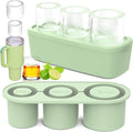 Ice Cube Tray for Tumbler Cup 30Oz-40Oz, 3 Pcs Silicone Cylinder Ice Mold with Lid and Bin for Freezer, Easy Fill and Release Ice Maker for Whiskey, Cocktail BPA-Free