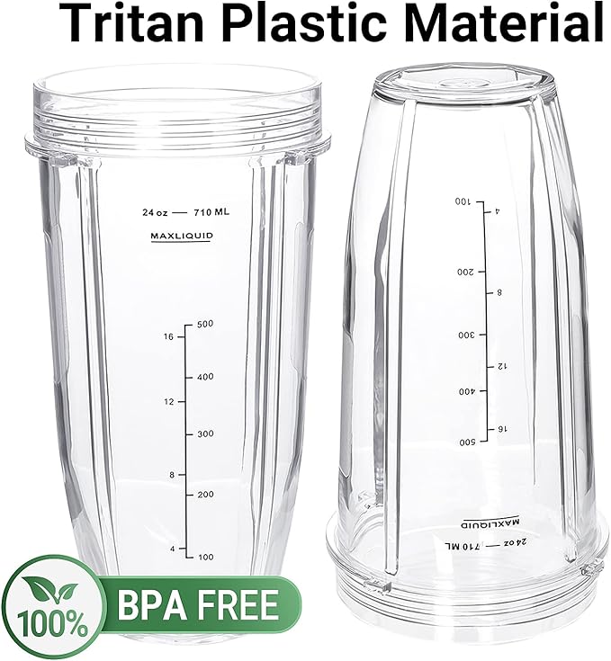 Replacement Blender Cup with Lid (2 Pack) 24 Oz Cups For Ninja Auto iQ BL480 BL482 BL642 BL682 BL450 BN401 BN751 BN801 Foodi SS351 SS151 SS401 Ninja Blender Auto iQ Blade