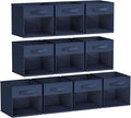 DIMJ Storage Cubes, Cube Storage Bin, 10 Pack Foldable Baskets with Window, Closet Storage Bins with Handle, 11x 11 inch Storage Cubes for Clothes, Toys, Books (Navy Blue)