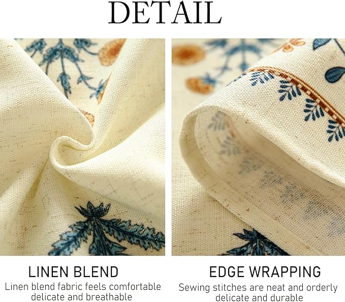 ISAENNE Designer French Pale Yellow Long Tablecloth Rectangle,Linen Floral Table Cloth,Wrinkle Resistant Decor Tablecloths for Dining Thanksgiving Banquet Kitchen Party,63"*102"-Estevan A
