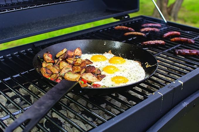 Lodge Manufacturing Company carbon steel skillet, Black/Orange, 12-Inch